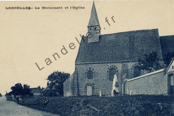 Le monument et l'église de Landelles